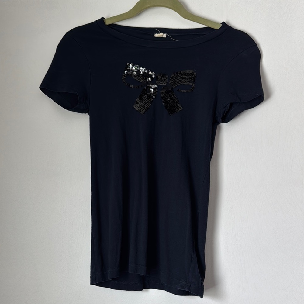 J. Crew Sequin Bow T-shirt